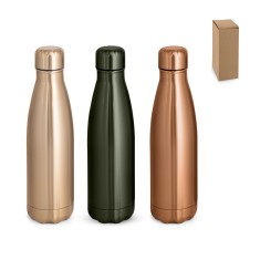 Garrafa em aço inox de parede dupla térmica, isolada a vácuo e acabamento metalizado 510 mL Personalizada