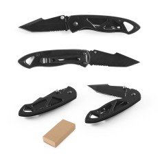 Canivete em aço inox e metal com fecho de segurança e clipe Personalizado