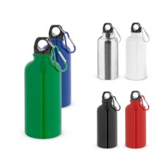 Squeeze esportiva em aço inox, de parede simples e acabamento brilhante com mosquetão 560 mL Personalizado