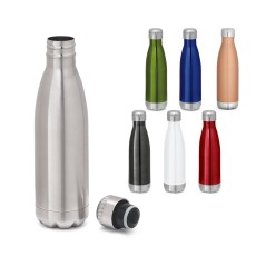 Garrafa em aço inox de parede dupla térmica, isolada a vácuo, com tampa em aço inox 510 mL Personalizada