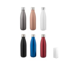 Garrafa em aço inox de parede dupla térmica, isolada a vácuo, com tampa em aço inox 500 mL Personalizada