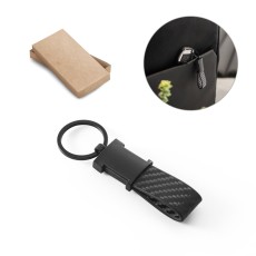 Chaveiro em c. sintético com textura em fibra de carbono e metal Personalizado