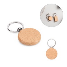 Chaveiro redondo em madeira de faia Personalizado