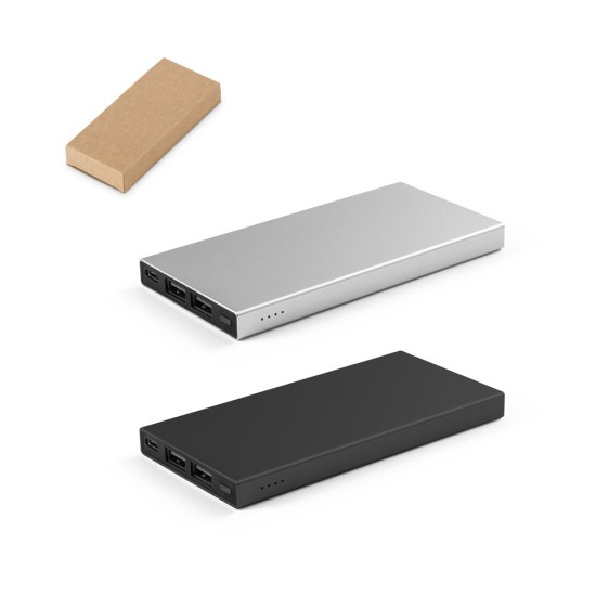 Bateria portátil em alumínio 100% reciclado e bateria em lítio com capacidade de 5'000 mAh Personalizada