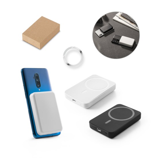 Bateria portátil em ABS 100% reciclado e bateria em lítio com capacidade de 5'000 mAh Personalizada