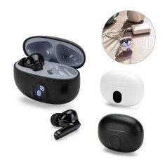 Fones de ouvido wireless em ABS 100% reciclado e autonomia de 4h Personalizada