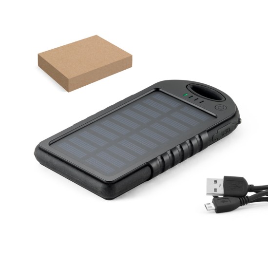 Bateria portátil solar em ABS com painel solar, LED e capacidade de 2'000 mAh Personalizada