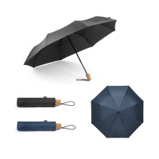 Guarda-chuva em 100% poliéster reciclado pongee 190T com abertura e fecho automático Personalizada