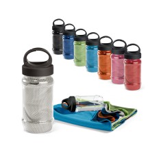 Conjunto composto toalha e garrafa em poliamida e poliéster com garrafa Personalizado