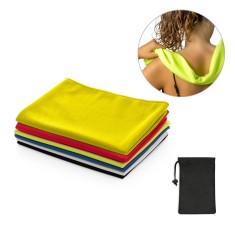 Toalha esportiva refrescante em poliéster 100% reciclado com bolsa em non-woven Personalizada